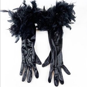 Vintage 1920s or Y2K Faux Feather Gloves